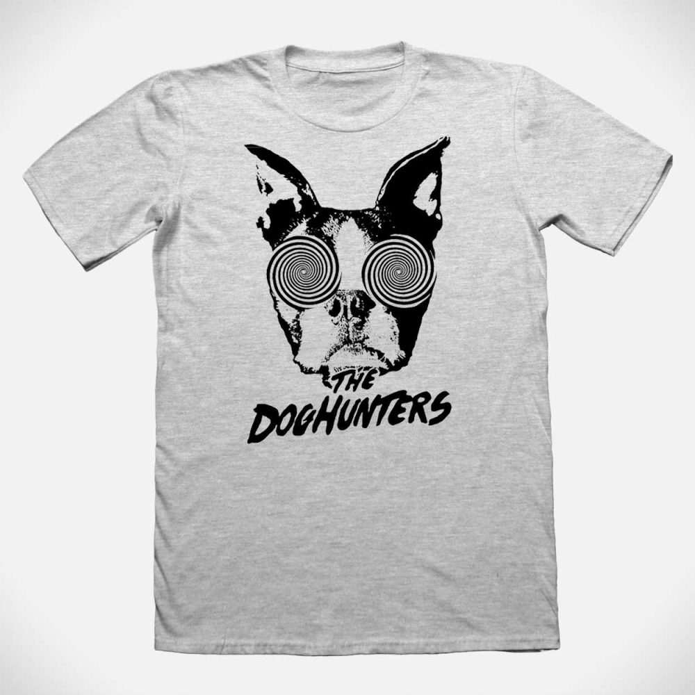 Graues Band T-Shirt mit DogHunters Logo in schwarz