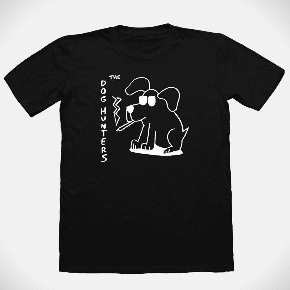 Schwarzes T-Shirt mit dem Smoking Dog von The DogHunters